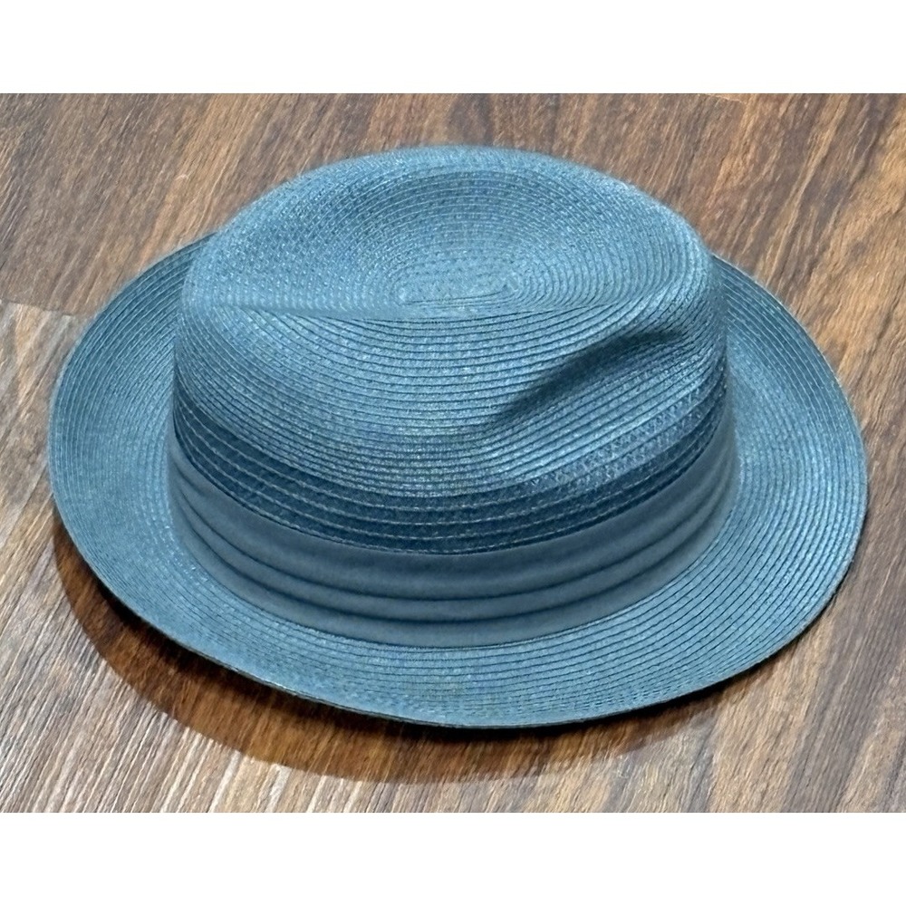 Vintage Park Royal Genuine Milan Weave Straw Hat‎ Charcoal  - 7 1/2"